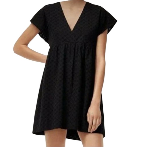 EUC Beautiful Black Cotton Eyelet Wilfred Dress Small - Picture 1 of 11